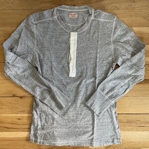 Homespun Gray Long Sleeve Henley Shirt - Small